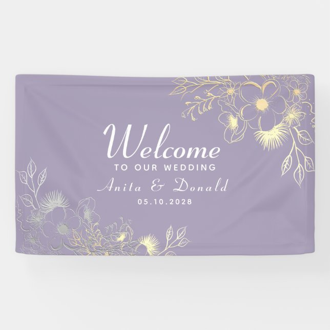 Elegante Lila Hochzeit Banner (Horizontal)