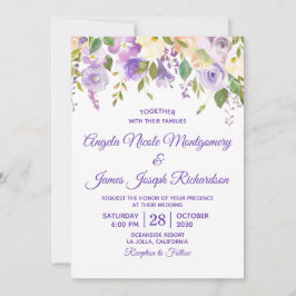 Elegante Lila Hochzeit der Wasserfarben Einladung