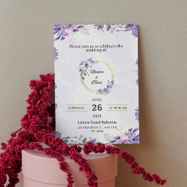 Elegante Lila Hochzeit Einladung