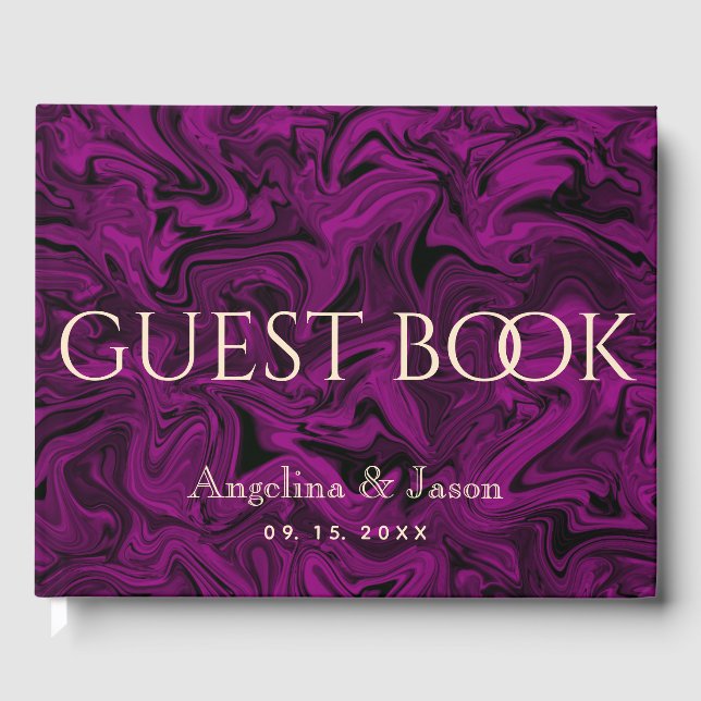 Elegante Lila Hochzeit Gästebuch (Vorderseite)
