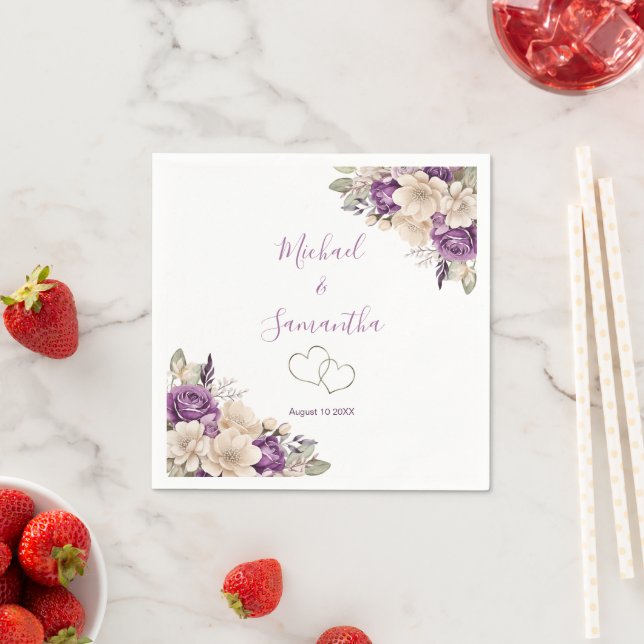 Elegante Lila Hochzeit und Hochzeit der Elfenbeink Serviette (Beispiel)