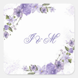 Elegante Lila Hochzeitsfeier Quadratischer Aufkleber