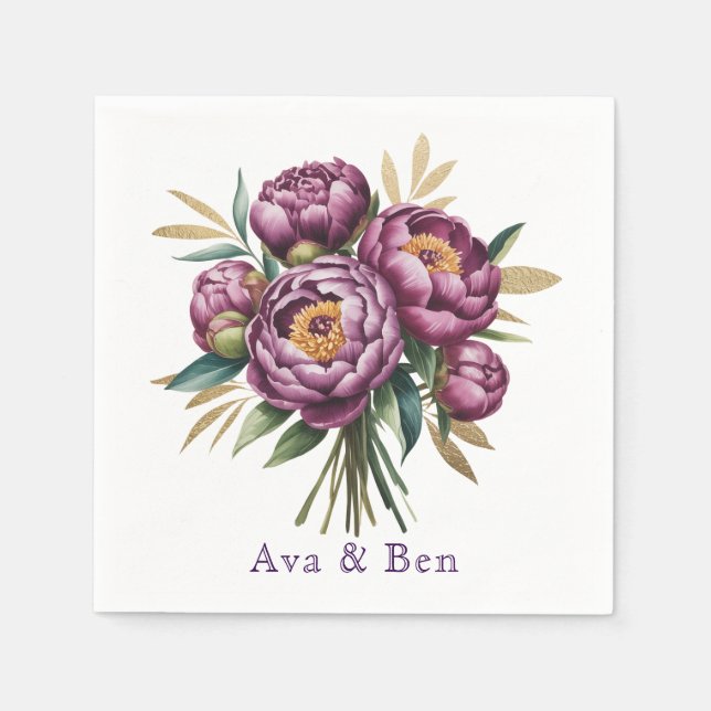 Elegante Lila Hochzeitsfeier Serviette (Vorderseite)