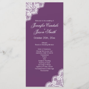 Elegante Lila Hochzeitsprogramme an der Spitze Programm