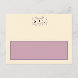 Elegante Lila Hochzeitsstiftung Schriftliche Platz Postkarte