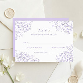 Elegante lila Hortensien-Hochzeits-RSVP Einladung