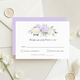 Elegante lila Hortensien-Hochzeits-RSVP-Karte Einladung