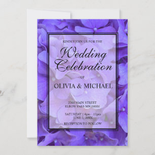 Elegante lila Hydrangea Hochzeit Einladung