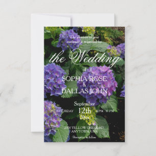 Elegante lila Hydrangea-Hochzeitsvorlage Einladung