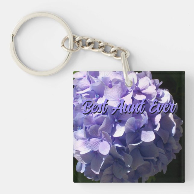 Elegante Lila Hydrangea violette Blumen Beste Tant Schlüsselanhänger (Vorderseite)