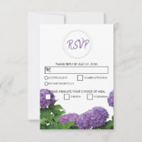 Elegante Lila Hydrangea Wedding RSVP Cards