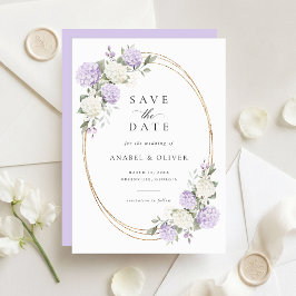 Elegante lila Hydrangeen-Hochzeit 'Save the Date' Einladung