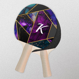 Elegante lila Imitate Glitzer türkis geometrisch Tischtennis Schläger
