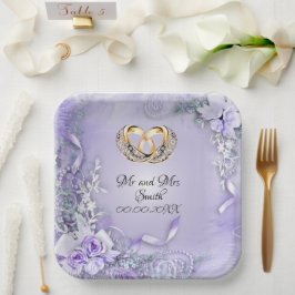 Elegante Lila, individuell anpassbare Hochzeit Pappteller