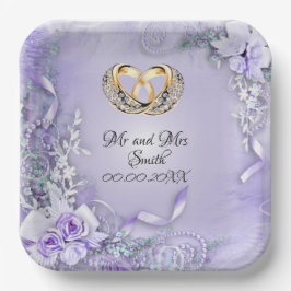Elegante Lila, individuell anpassbare Hochzeit Pappteller