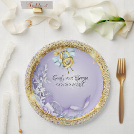 Elegante, Lila, individuell anpassbare Hochzeit Pappteller