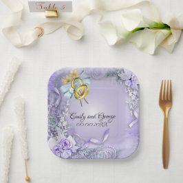 Elegante Lila individuell anpassbare Hochzeit/Verl Pappteller