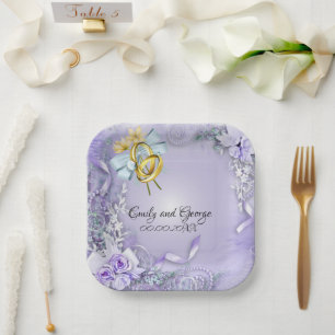 Elegante Lila individuell anpassbare Hochzeit/Verl Pappteller