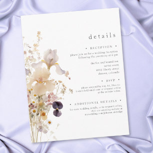 Elegante lila Iris-Aquarell-Gartenhochzeit Begleitkarte