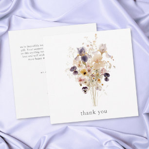 Elegante lila Iris-Aquarell-Gartenhochzeit Dankeskarte