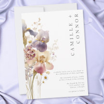 Elegante lila Iris-Aquarell-Gartenhochzeit
