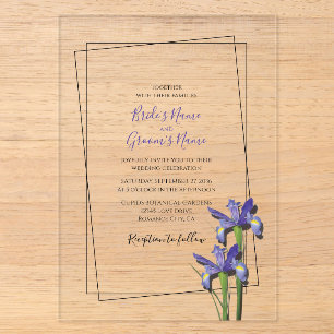 Elegante lila Iris Hochzeitskarten Acryleinladungen