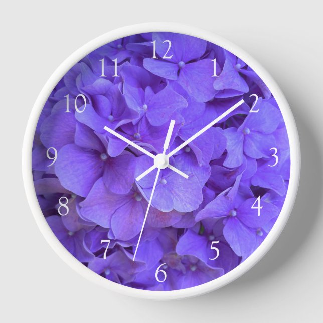 Elegante lila Lava lilac blühende Hydrangeas Uhr (Vorderseite)