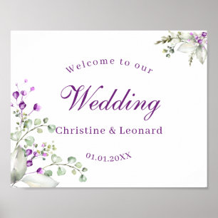 Elegante Lila Lavander Blume Hochzeit Willkommen Poster
