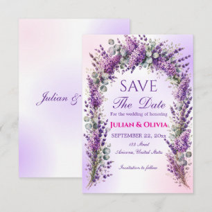 Elegante lila Lavendel-Bogen Save-the-Date-Karte RSVP Karte