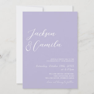 Elegante Lila Lavender Foto Wedding Einladung