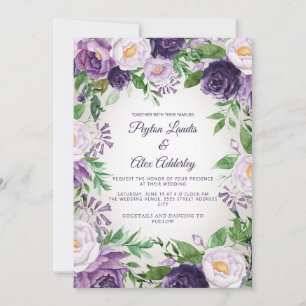 Elegante Lila Lavender Greenerity Wedding Einladung