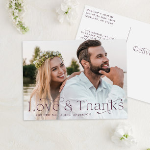 Elegante Lila Liebe und vielen Dank für Ihre Hochz Postkarte
