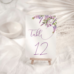 Elegante Lila Lilac Floral Wedding Tischnummer
