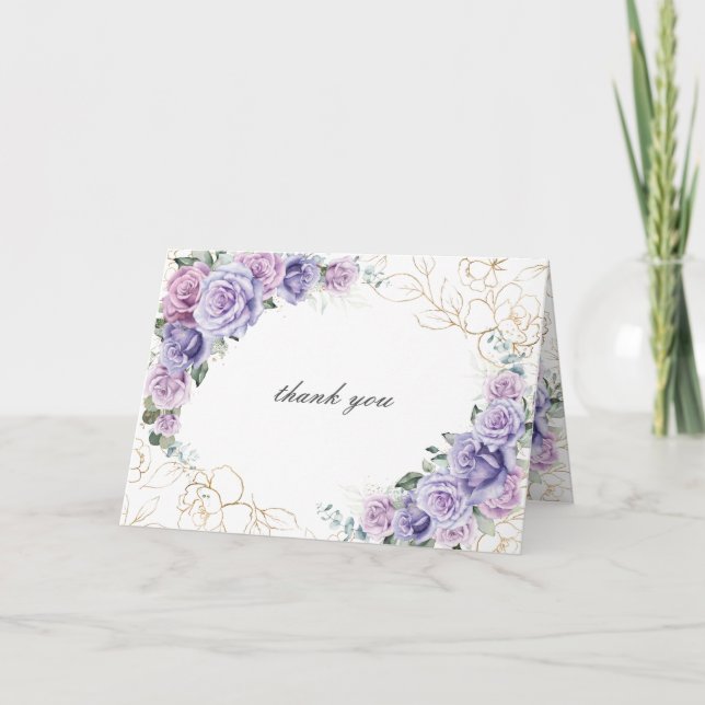 Elegante Lila Lilac Lavender Rose beim Hochzeitsta Dankeskarte (Vorderseite)