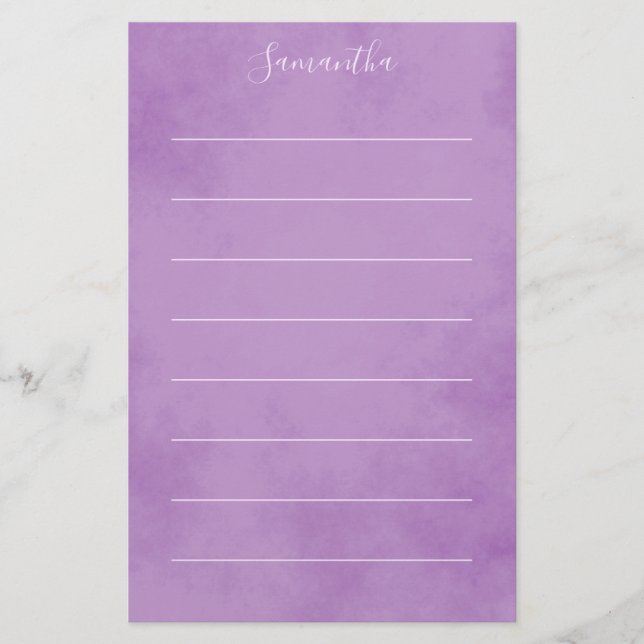 Elegante Lila Lined Briefpapier (Vorderseite)
