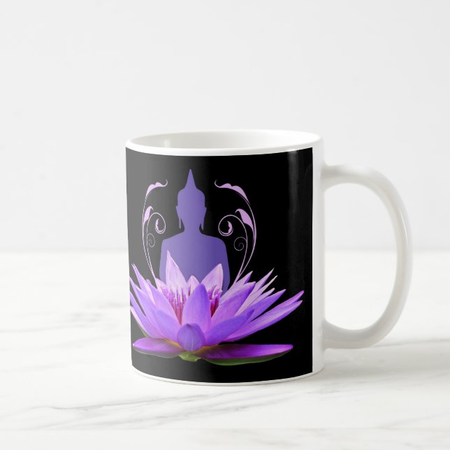 Elegante Lila Lotus Blume Meditation Kaffeetasse (Rechts)