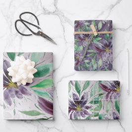 Elegante Lila Lotus Geschenkpapier Set
