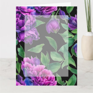 Elegante lila magenta Aquarellblumen Blume Karte