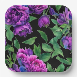 Elegante lila magenta Aquarellblumen Blume Pappteller