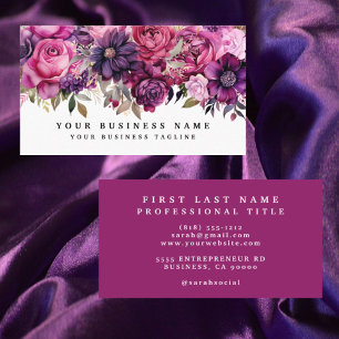Elegante Lila Magenta Blume Business Cards Visitenkarte