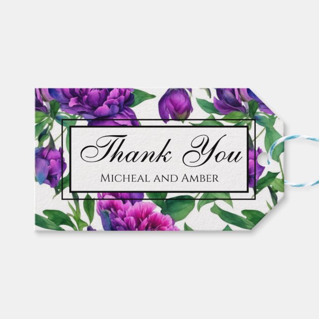 Elegante lila magentafarbene Aquarelltöne Geschenkanhänger (Vorderseite (Horizontal))