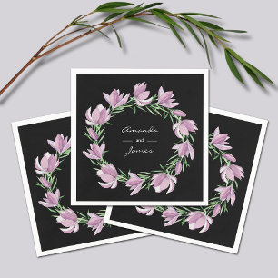 Elegante Lila Magnolia Serviette