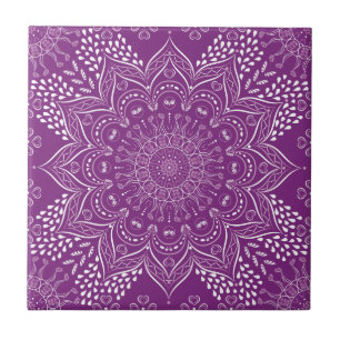 Elegante lila Mandala Fliese