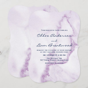 Elegante Lila Marmorhochzeit Einladung