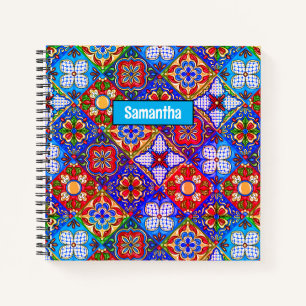 Elegante lila mexikanische Talavera-Fliesen Notizbuch
