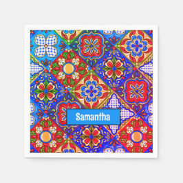 Elegante lila mexikanische Talavera-Fliesen Serviette