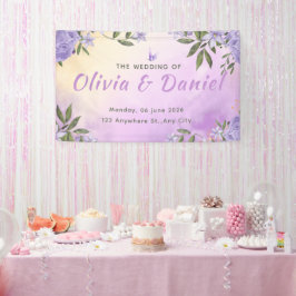 Elegante lila moderne minimalistische Hochzeit Banner