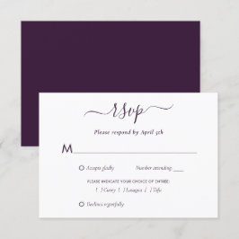 Elegante Lila, moderne Script Wedding RSVP Card Karte