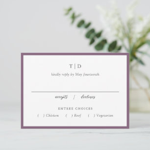 Elegante Lila Monogram Moderne Hochzeit RSVP Karte