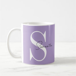 Elegante Lila Monogramm-Tasse | Personalisiert Kaffeetasse
